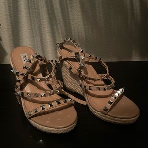 Steve Madden Ankle Wrap Studded Wedges 7.5